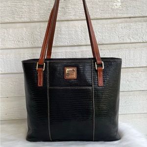 DOONEY & BOURKE Black Croc Embossed Leather Lexington Shopper Tote